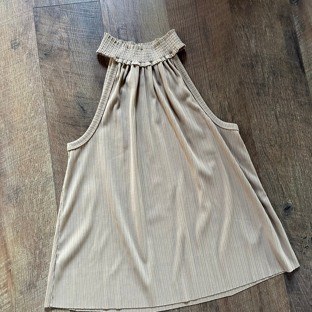Women's THE LIMITED Beige Ribbed Halter Neck Tank Top S
